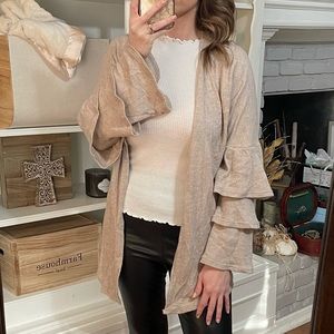 Cream Charming Charlie Cardigan with stacked flare sleeves
